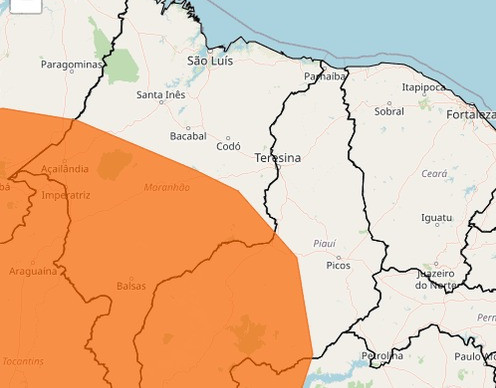 Alerta de chuvas intensas atinge várias regiões do Piauí nesta semana