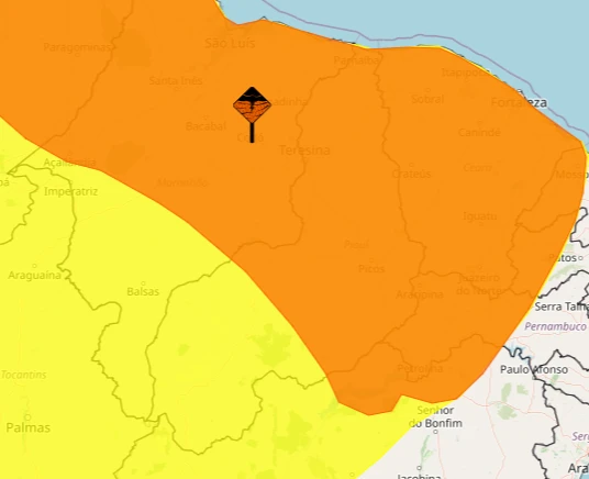Inmet emite alerta de perigo para chuvas intensas em cidades do Piauí