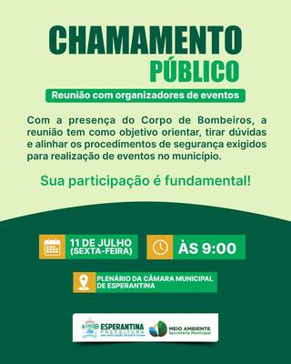 Prefeitura de Esperantina realizará reunião com organizadores de eventos para tratar de segurança