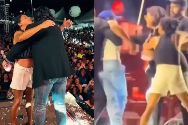 Confusão no palco! Roberta Miranda dá soco e chute após ser surpreendida por fã: “Foi instintivo”