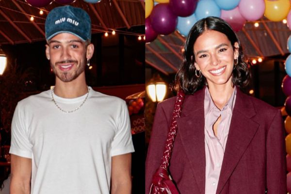 Bruna Marquezine e João Guilherme trocam carinhos em show de Marina Sena