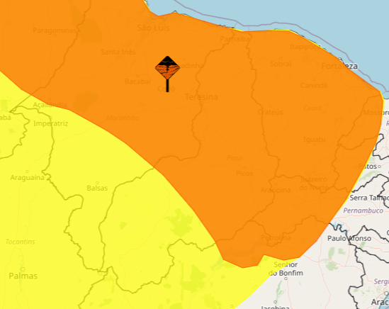 Inmet emite alerta laranja para chuvas intensas em todo o Piauí