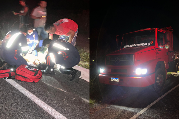 Motociclista morre após ser atropelado por caminhão em Cocal