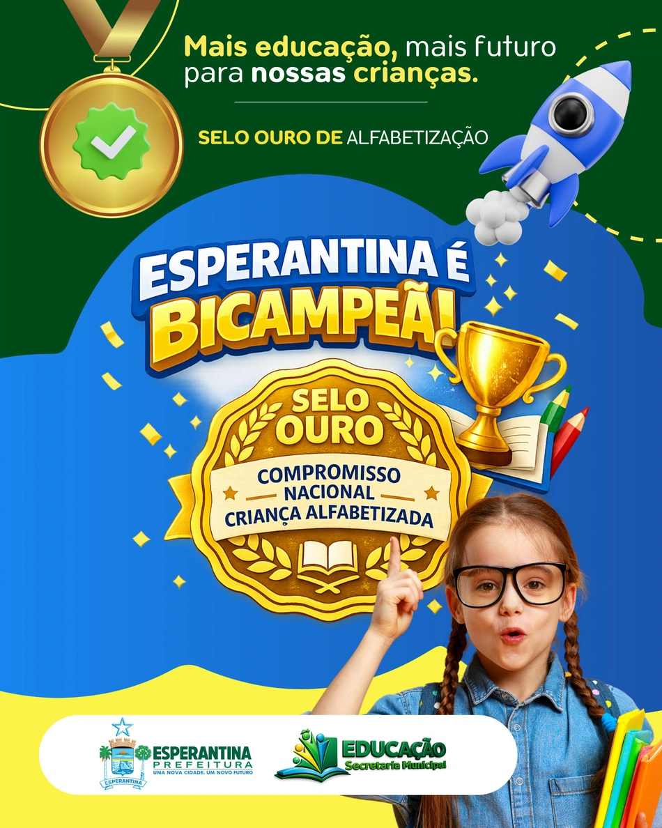 Esperantina conquista Selo Ouro de Alfabetização pelo segundo ano consecutivo