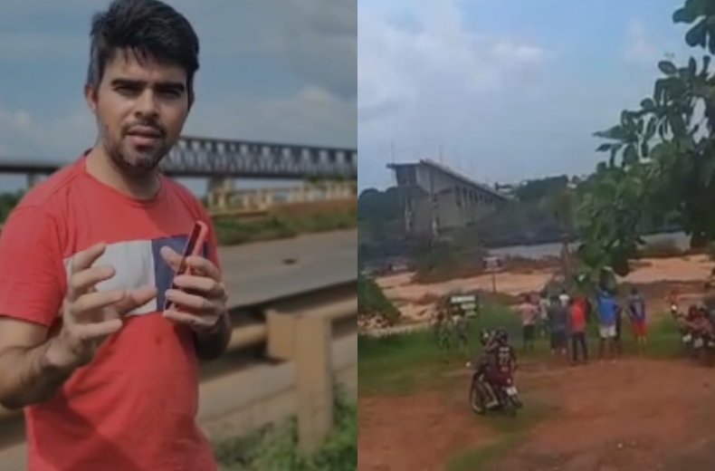 Ponte que liga Tocantis e Maranhão desaba; vereador registra momento