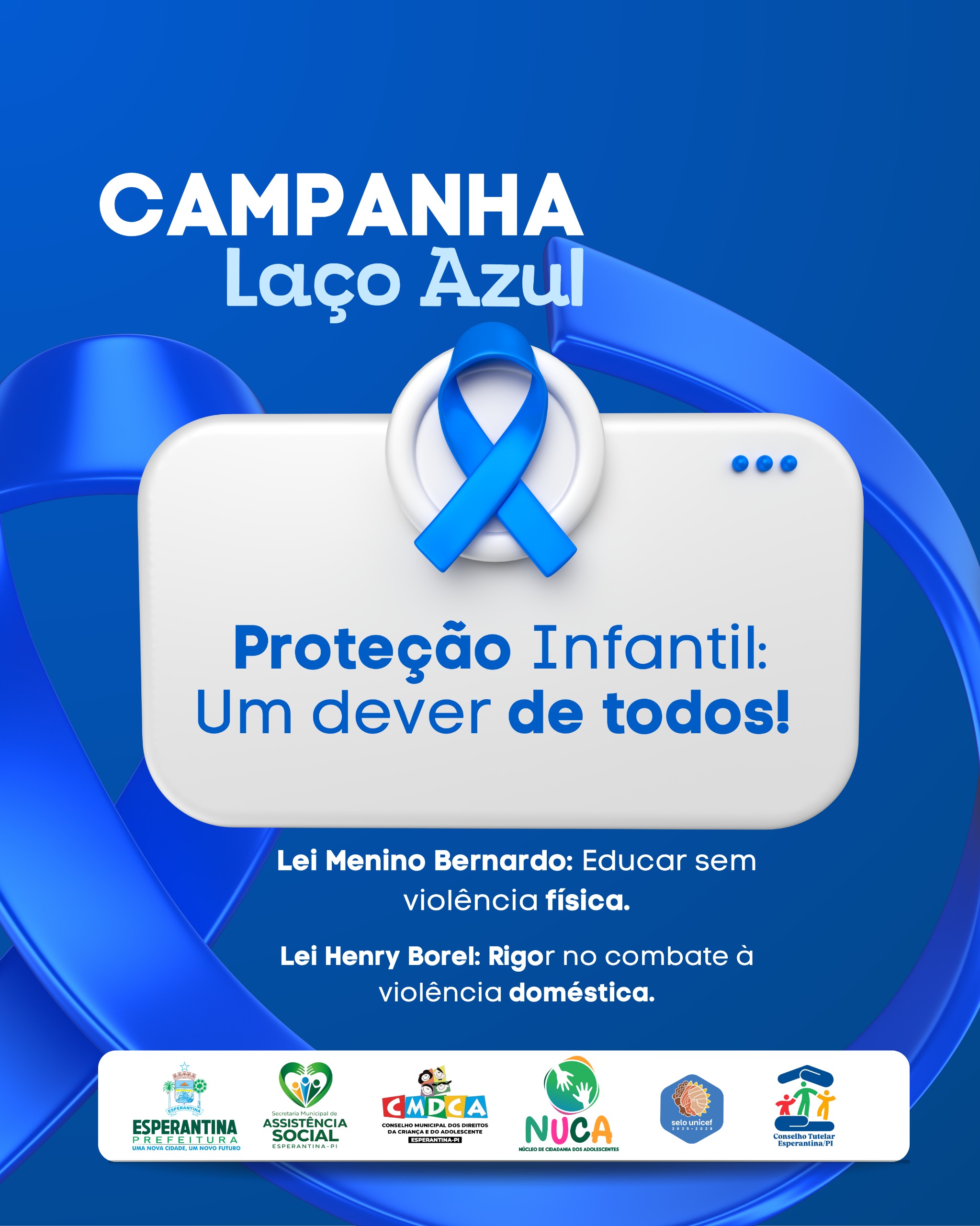 Esperantina lança campanha Laço Azul contra violência infantil no município