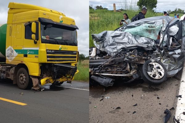 Acidente entre caminhão e carro deixa quatro mortos na BR-343 Campo Maior