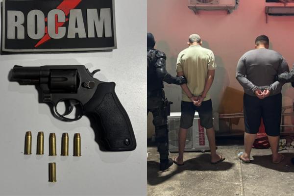 PM apreende arma de fogo e conduz dois suspeitos durante patrulhamento na zona Sul de Teresina